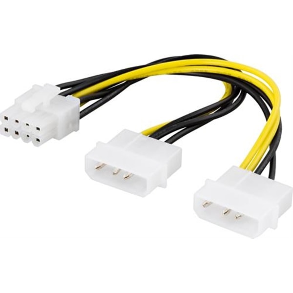 DELTACO adapterkabel, 2xMolex 4-benet til 8-benet PCI-Express, 30 cm