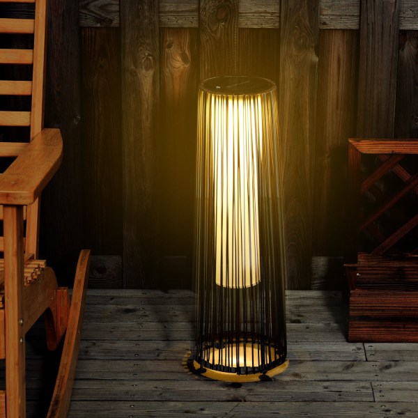 Aurinkolamppu, Puutarhavalaisin, Rottinki Aurinkovalo, Automaattinen Led, Ruskea, 21,5 X 21,5 X 61 Cm