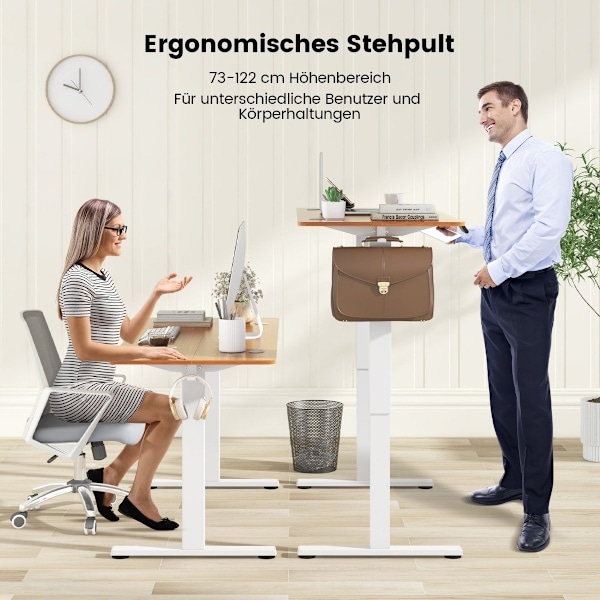 Højdejusterbart skrivebord 140 x 60 cm elektrisk ståbord natur
