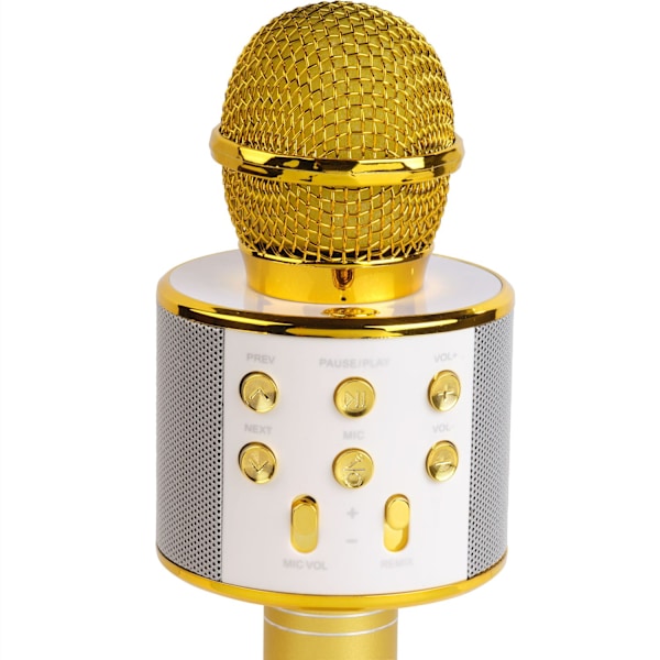 Bluetooth Karaoke Mikrofon med inbyggd högtalare. Guld