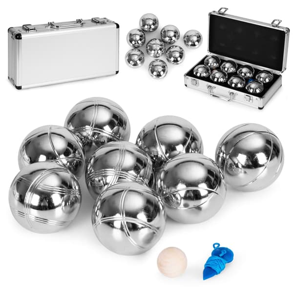 Petanque-kugler sæt, 8 forkromede stålkugler + etui