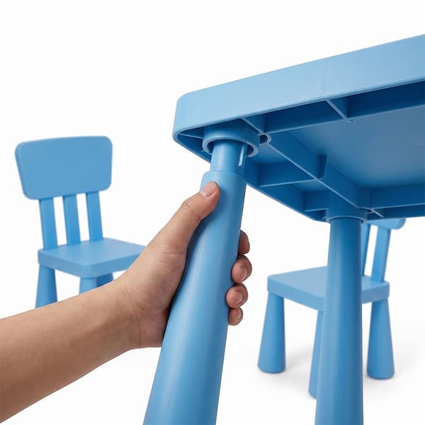 Børnebord og stolesæt, 3 dele, blå plastik