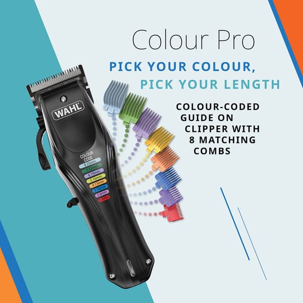 Wahl Colour Pro ledningsfri kæledyrsklipper med 8 guidekamme