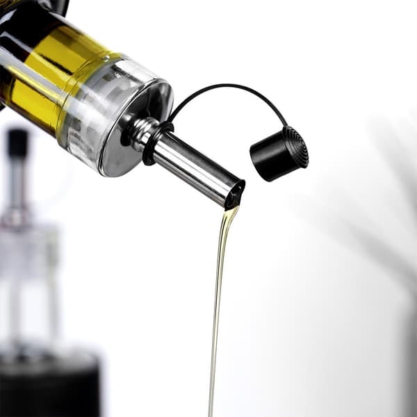 Olie- og eddikeflasker, sort glas, 300 ml, 2 stk.