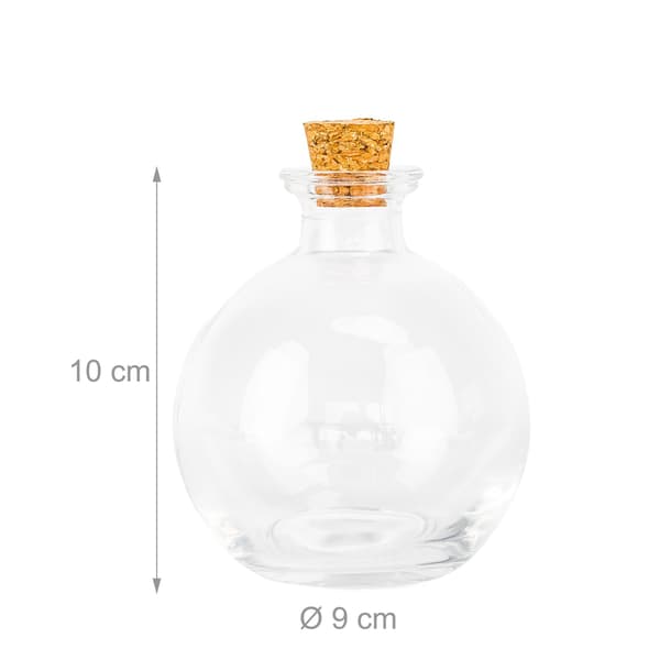 Set med 6 glasflaskor med korkar, 260 ml kapacitet