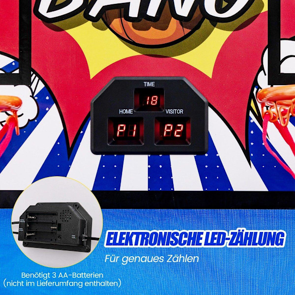 8 in 1 -koripallokone, jossa on 4 palloa ja ilmapumppu ja 8 pelitilaa Arcade koripallopelit Sininen + valkoinen