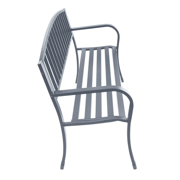 Puutarhapenkki selkänojalla, puistonpenkki terassille ja parvekkeelle, metallirakenne, grafiitti