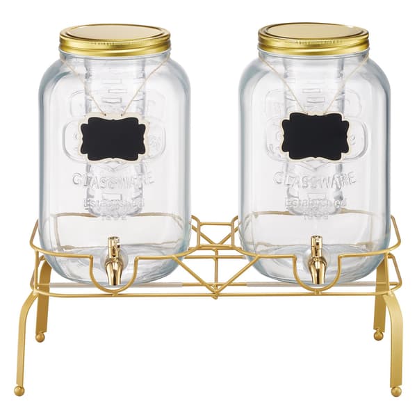 Glasdryckesdispenserset, 2 x 8L, stativ och kran