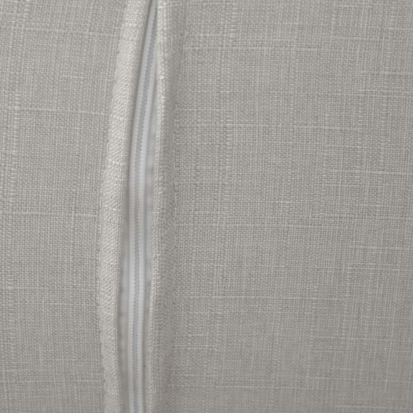 Set med 2 fåtöljer med pall, med armstöd, nackstöd, linneöverdrag, fotdyna, polyester, eukalyptus, 66,5 x 80 x 99 cm, ljusgrå