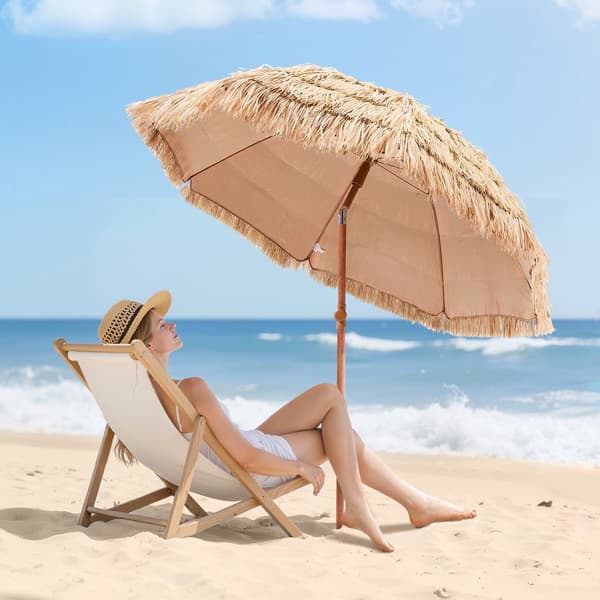 Tiki stråtækt haveparasol 1,8 m, vippebar, 8 ribber