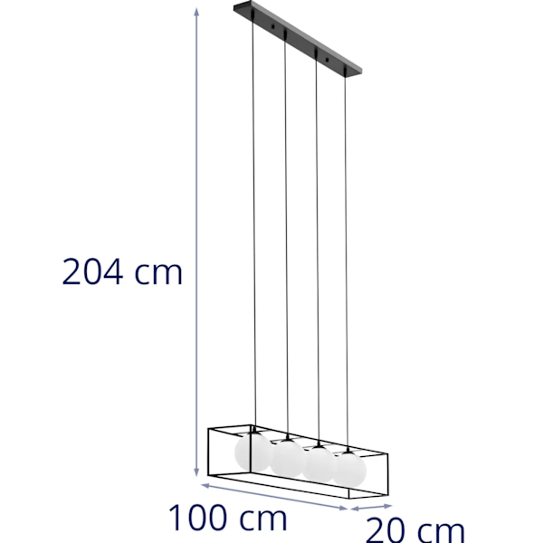 Modern 4-punkts G9 taklampa - glaskulor i ram