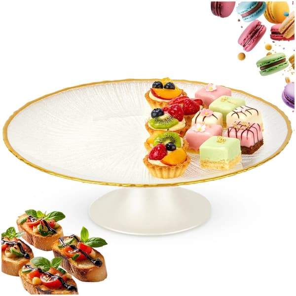 Glasfat, Vitt guld, 21 cm diameter