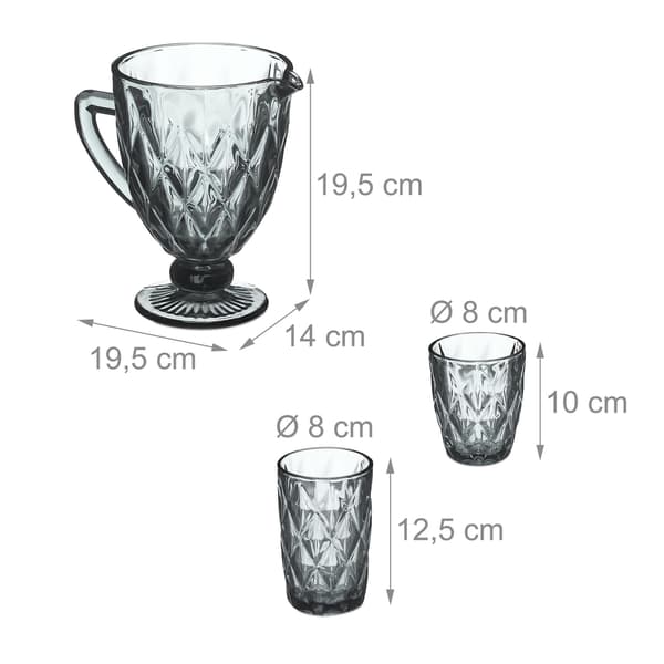 Set med 7 gråa glas
