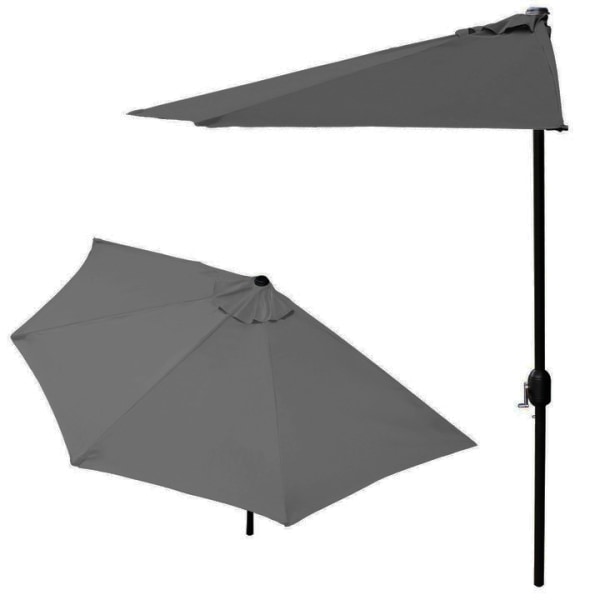Haveparasol semi-væg parasol til terrasse 2,7 m grå