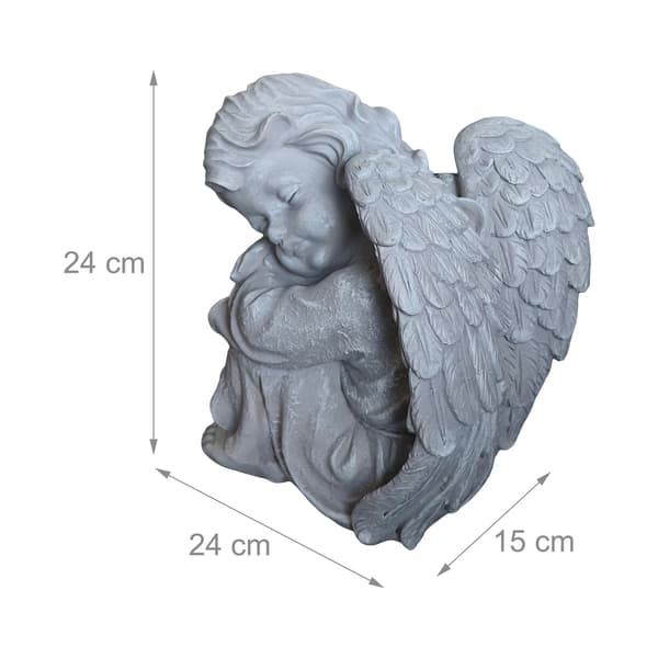 Sovende engelstatue, 24 cm polyresin mindedekoration