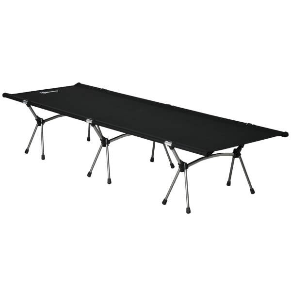Campingseng, Foldbar Feltseng I Aluminium Med Bæretaske, Højdejusterbar, Sort, 190X65X38Cm, Op Til 150 Kg