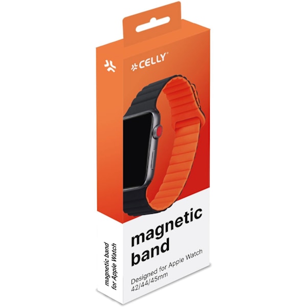 Armbånd til Apple Watch 42/44/45 mm Magnetisk Sort/Orange