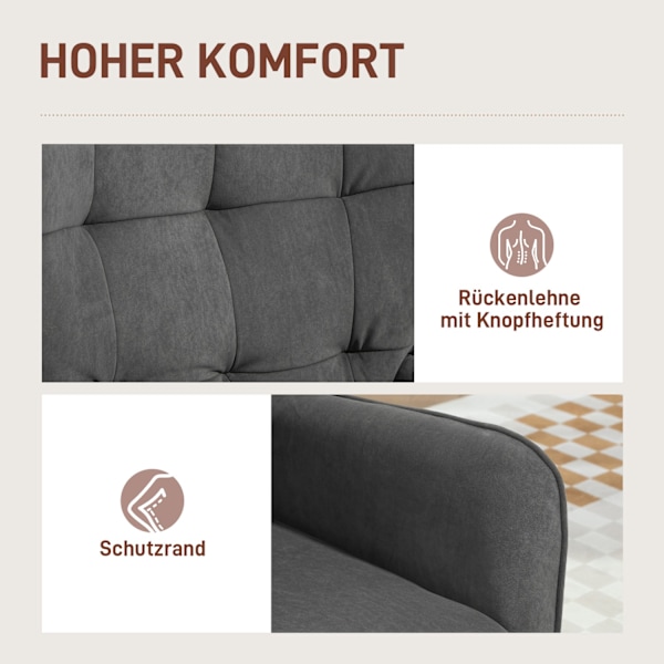Lænestol Stue Lounge Stol Afslapningsstol med træben Læsestol med Velvet Look Polstret Stol til Soveværelse Grå