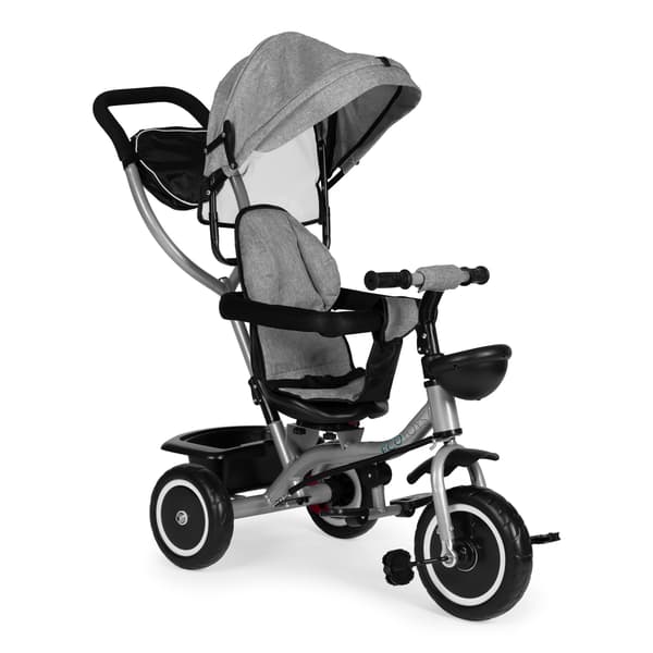 2-i-1 trehjuling barnvagn, vridbart säte, fällbar kapell, grå, ECOTOYS