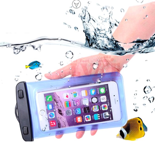 Vattentätt telefonfodral med PVC-armband - blå