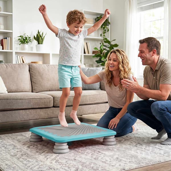 Mini-studsmatta för barn, 65 cm med halkfria fotplattor, blå