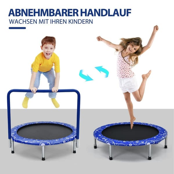 Børnetrampolin minitrampolin foldbar trampolin til småbørn blå + sort