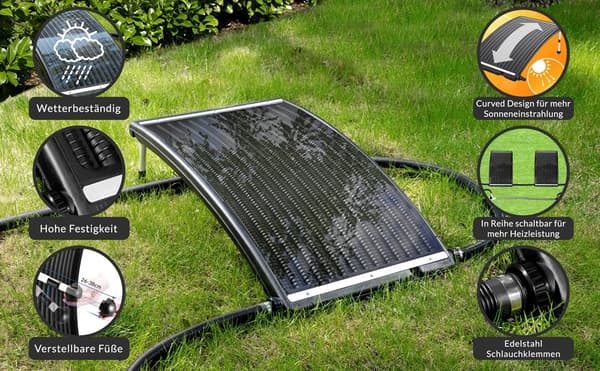 Solcellspanel för poolvärme, 112x55x14cm, miljövänlig