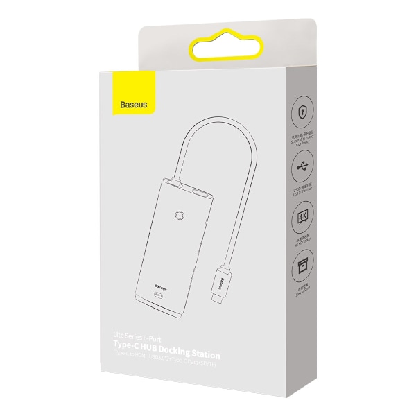 Lite Series multifunktionel USB-C HUB 2 x USB 3.0 USB-C HDMI 1.4 SD-TF sort