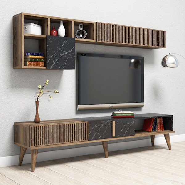 TV-enhed Milan - Valnød, Sort