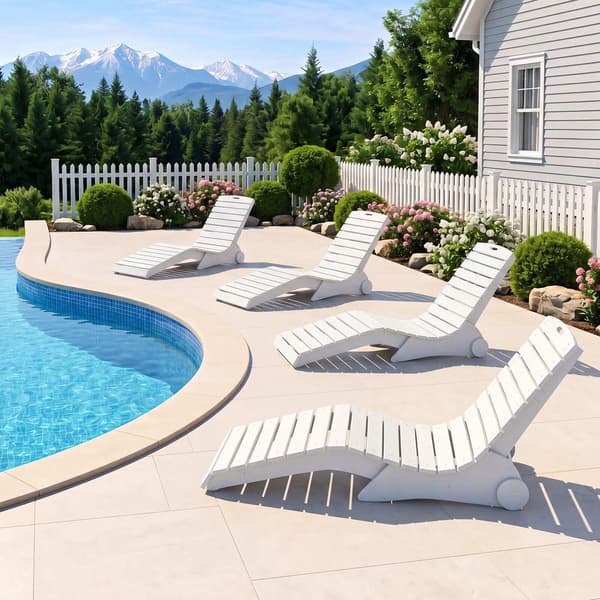 Ergonomisk HDPE poolstol med hjul – hvid