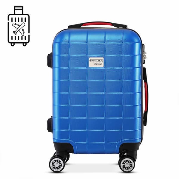 Hård kuffert, blå, 40L, 360 spinnerhjul