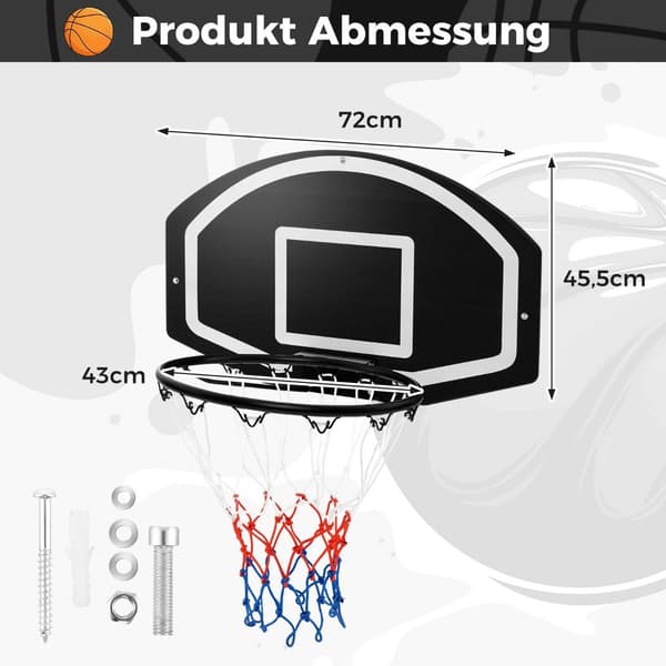Inomhusbasketbåge – 72x45,5 cm splittersäker ryggbräda