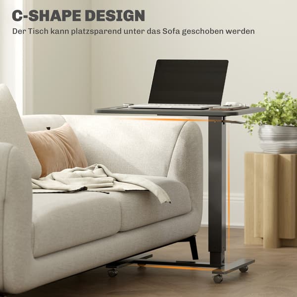Ställbart ståbord, C-formad, 65x48x70-110cm, svart