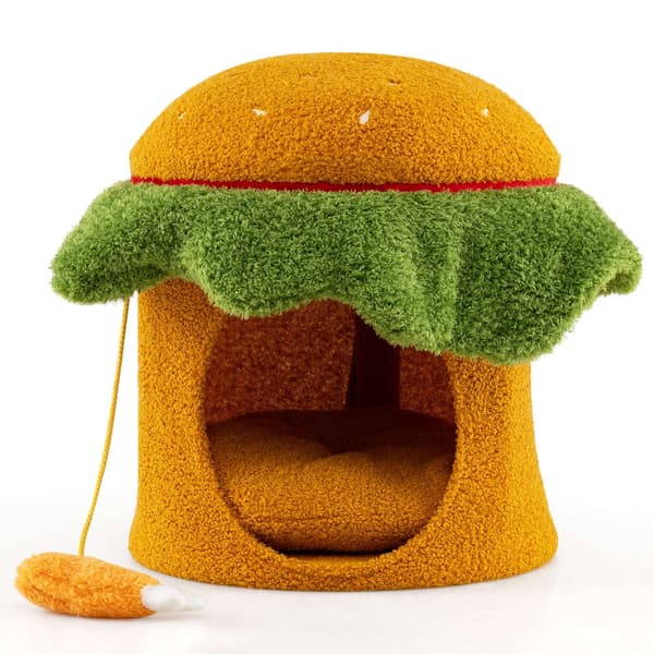 Kattesenghule, hamburgerformet, plyshynde, orange