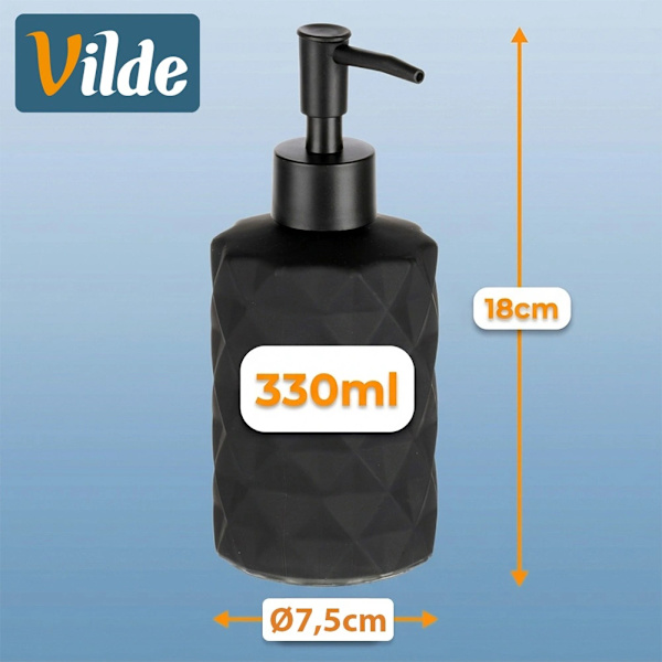 Sæbedispenser i glas, sort, 330 ml kapacitet