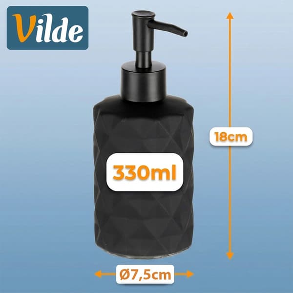 Tvålpump i glas, svart, 330 ml kapacitet
