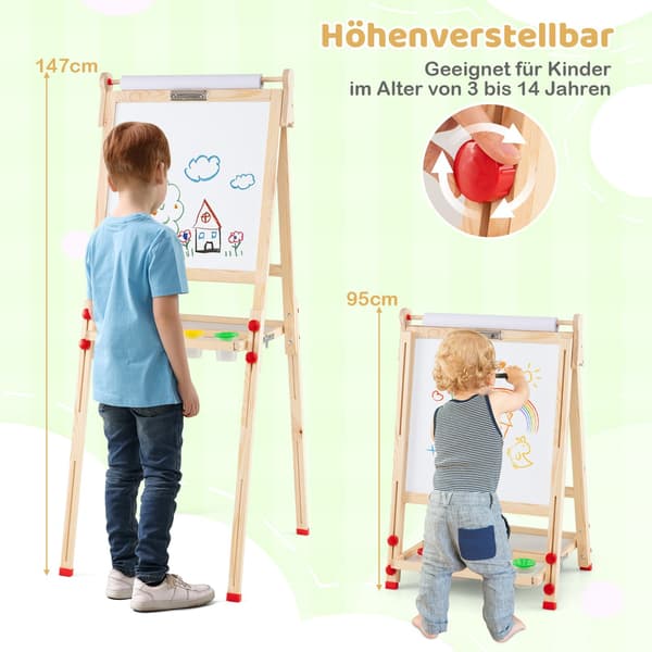 3-i-1 børnekunststaffeli – magnetisk, justerbar, foldbar