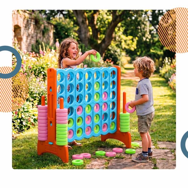 XXL Connect Four-spel – ljusblå-orange, plast