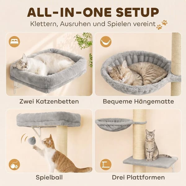 Kattväggklätterset med hängmatta och plattformar