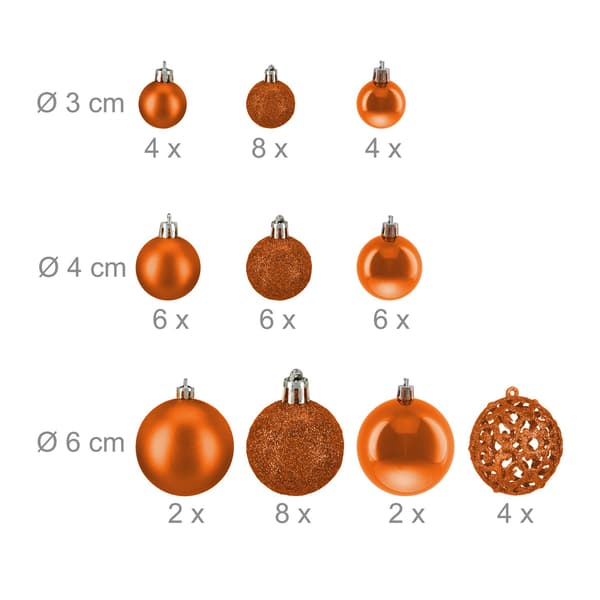 Julgransprydnader Set, 50 kulor, blandade ytbehandlingar