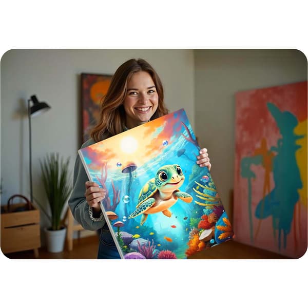 Måla efter siffror-kit – Sköldpaddsdesign, 40x50 cm duk
