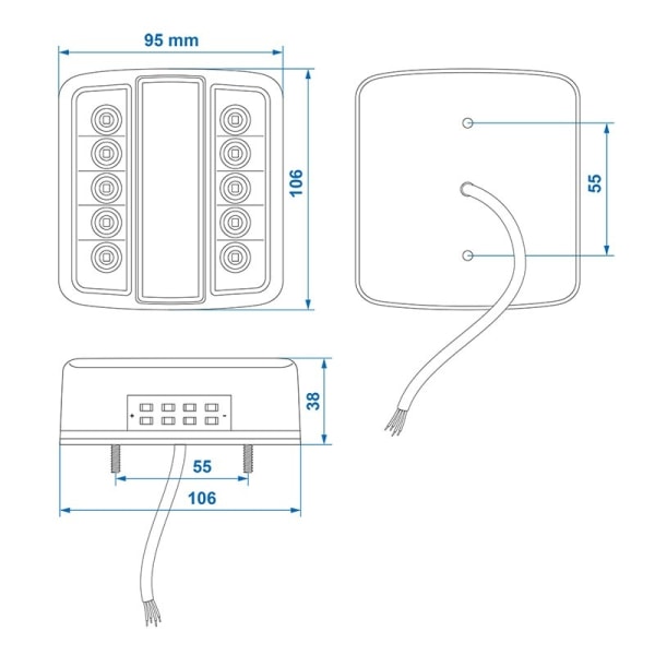 Baklykta 4 funktioner 98x105mm 14LED