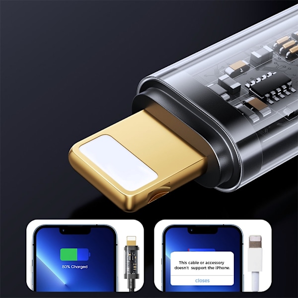 Flätad kabel för iPhone USB-C - Lightning PD 20W 1,2m svart