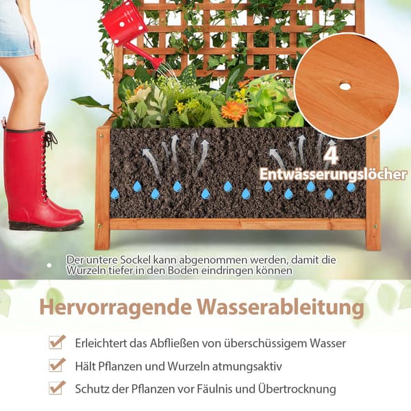 Træplantekasse med espalier og drænhuller