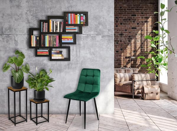 Loft plantestativ, sort stål, 40 cm