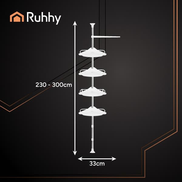 Hjørnebruserhylde, justerbar 240-310 cm, 4 niveauer
