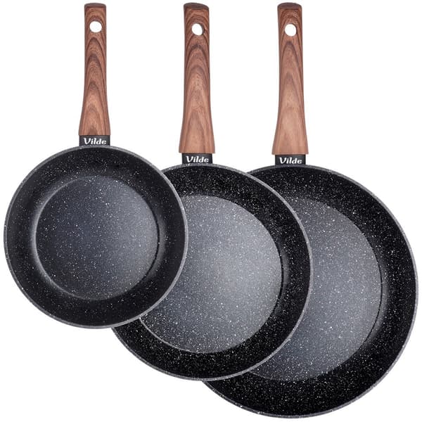 Set med 3 non-stick stekpannor för alla spisar, diskmaskinssäkra