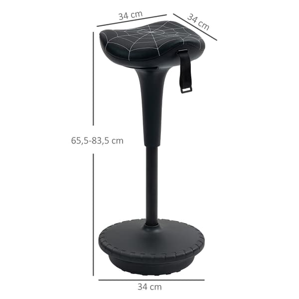 Ergonomisk ståskammel med justerbar højde, sort