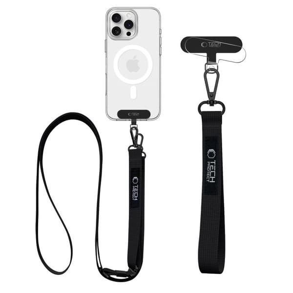 Tech-Protect C65 Phone Strap Set For Crossbody And Wrist – Black