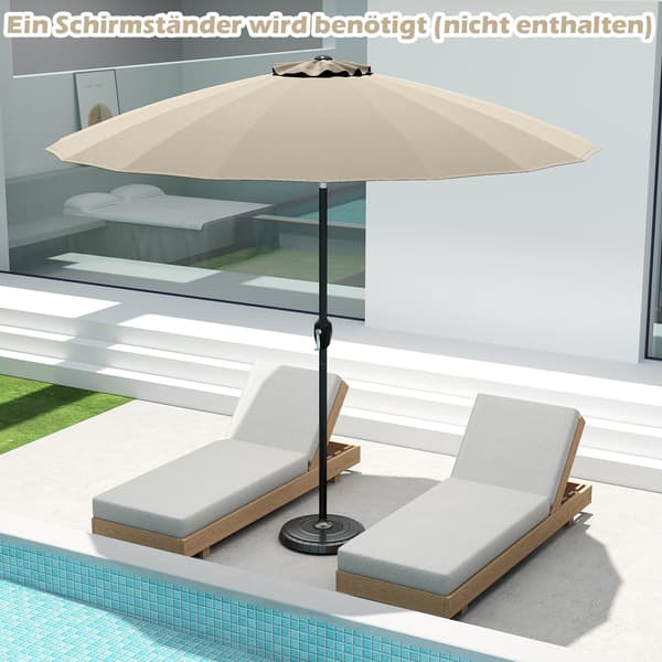 Terrasseparasol 258 cm, Beige, Håndsving Åbn/Luk, Vip 35